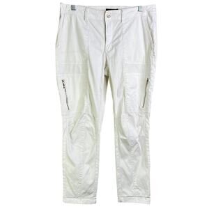 White House Black Market Cargo Pants Womens 8 The Slim Crop White Cotton Stretch